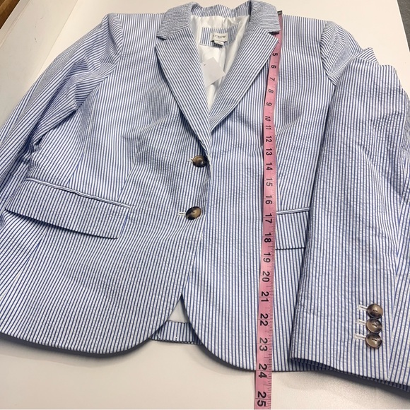NWT J. Crew Factory cotton blazer notched lined blue white stripe blazer size 10 - Picture 9 of 12